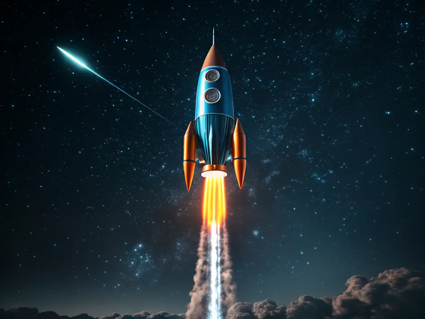 A dynamic visual representing the rapid deployment of AI solutions, such as a fast-forwarding clock or a rocket launching, symbolizing the accelerated timelines enabled by the A3R platform.